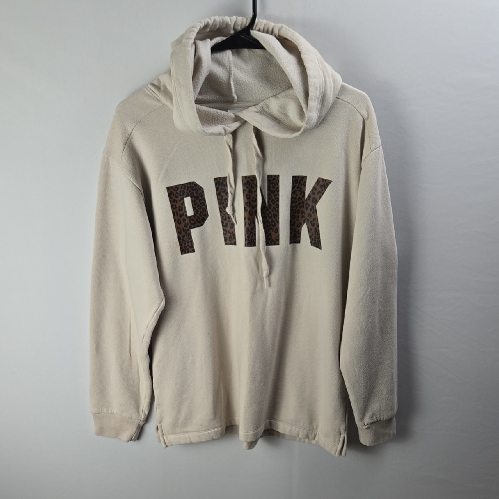 Victoria Secrets Pink Leopard Campus Pullover Hoodie Y2K, 90, Collegiate Sz S